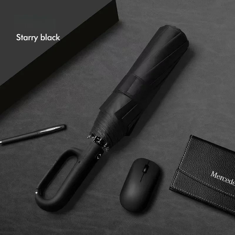 Automatic Umbrella for Men Women Fully Automatic Folding Large Rib Strong Sunshade Double Umbrella with Ring Buckle Design
