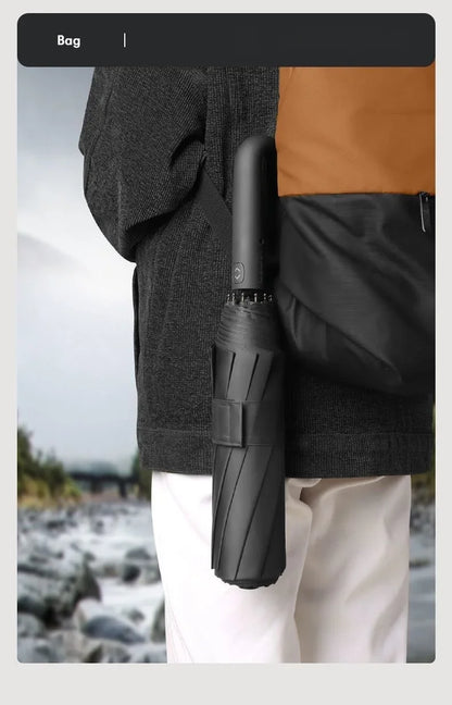 Automatic Umbrella for Men Women Fully Automatic Folding Large Rib Strong Sunshade Double Umbrella with Ring Buckle Design